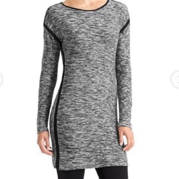 Athleta Retreat Marled Knit Grey Black Long Sleeve Sweater Tunic Dress XSP - Picture 2 of 11